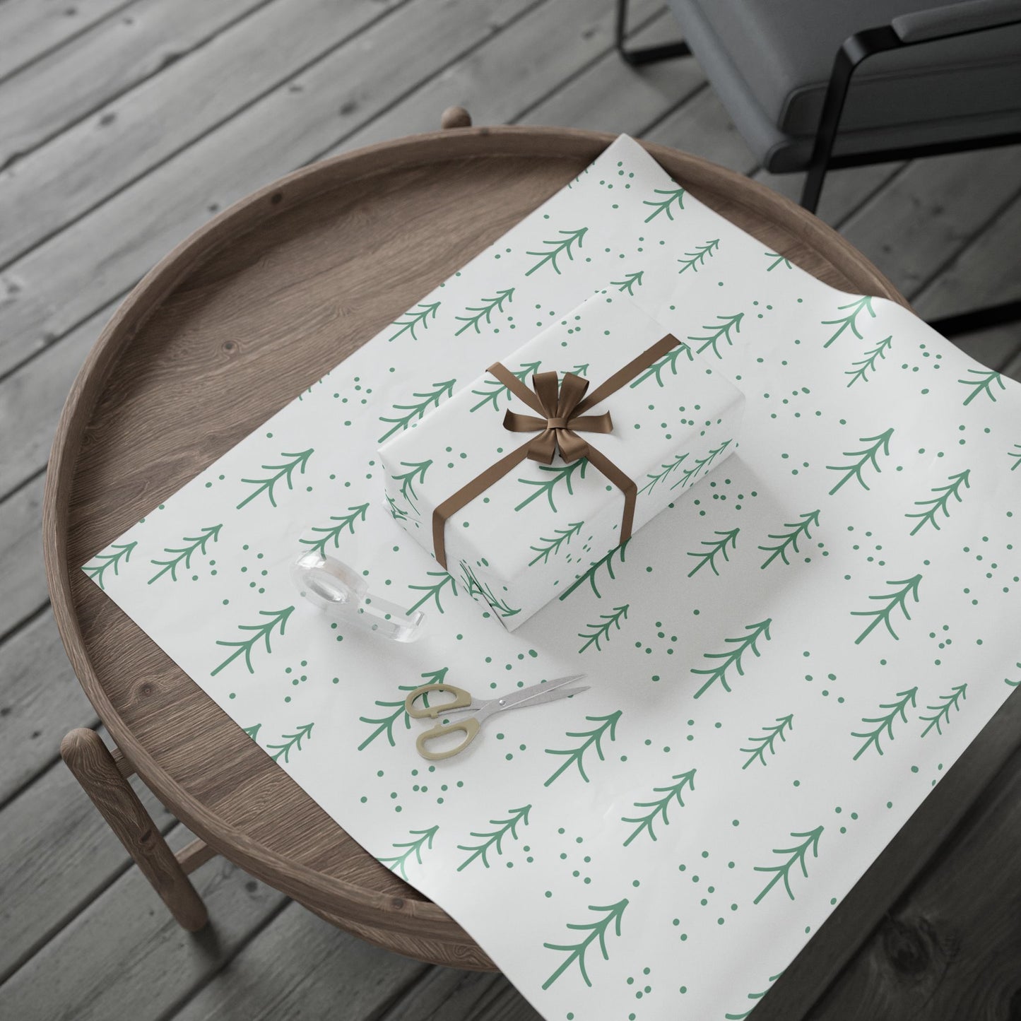 Mint Christmas Tree Wrapping Paper Roll – Minimal Floral Gift Wrap