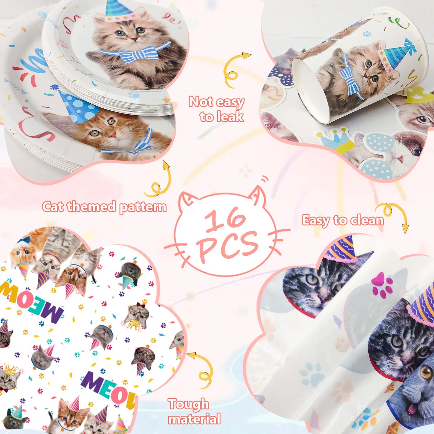 Cat Birthday Party Supplies,93pcs Birthday Decorations