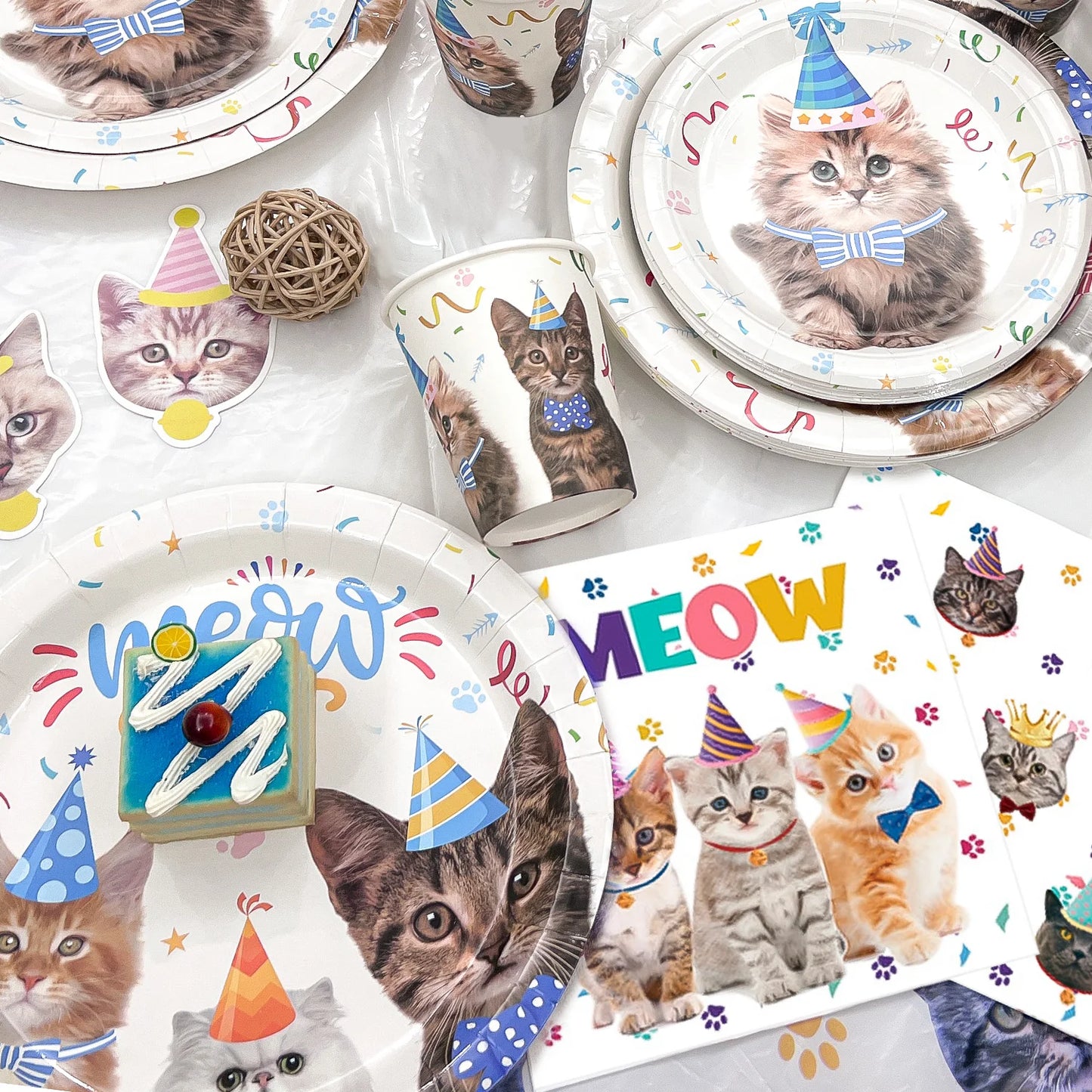Cat Birthday Party Supplies,93pcs Birthday Decorations