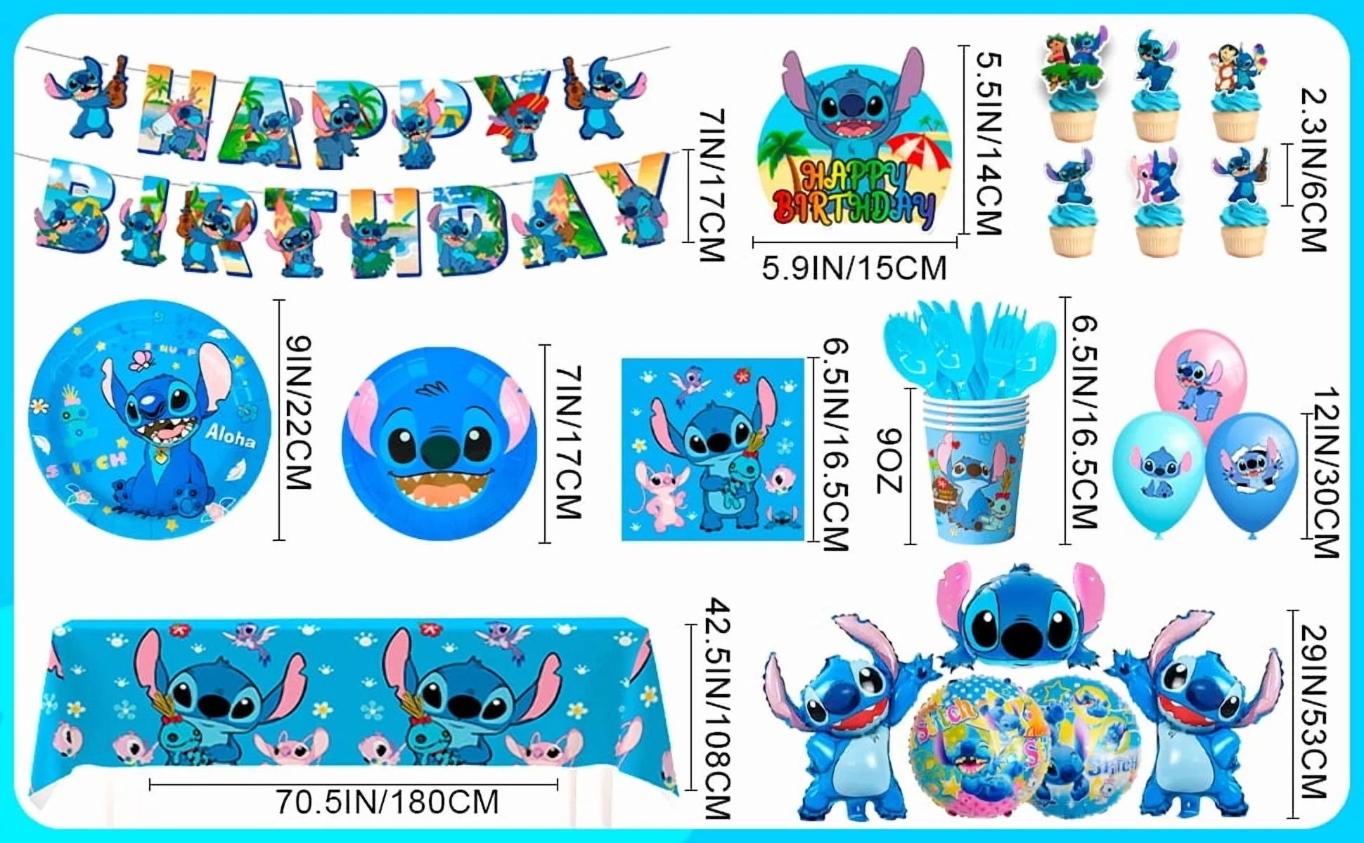 Cartoon Party Supplies,Cartoon Birthday Decorations&Cartoon and Angel Birthday Tableware Set - Cartoon Birthday Party Balloons Banner&Cartoon Party Plates Napkins Etc Cartoon Birthday Party Supplies