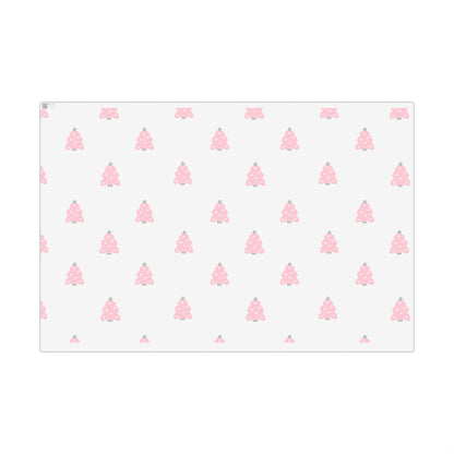 Pink Christmas Tree Gift Wrap Paper — Festive Holiday Wrapping Sheets
