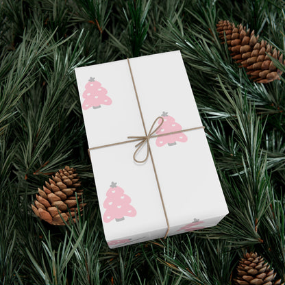 Pink Christmas Tree Gift Wrap Paper — Festive Holiday Wrapping Sheets
