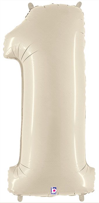 Large Number 1 Foil Balloon 34" White Sand