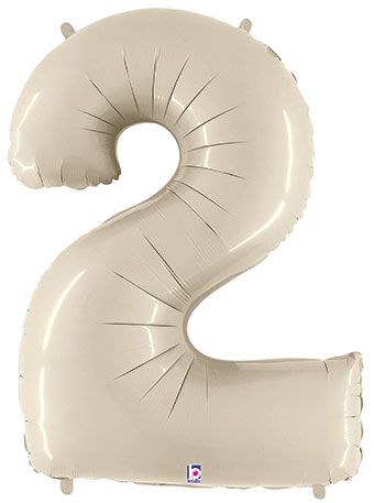 Large Number 2 Foil Balloon 34" White Sand