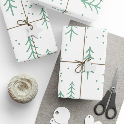 Mint Christmas Tree Wrapping Paper Roll – Minimal Floral Gift Wrap
