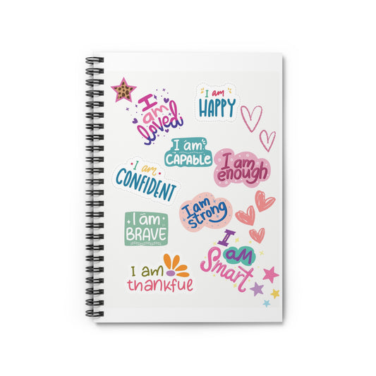 Positive Affirmations Spiral Notebook | I Am Loved I Am Capable I Am Enough