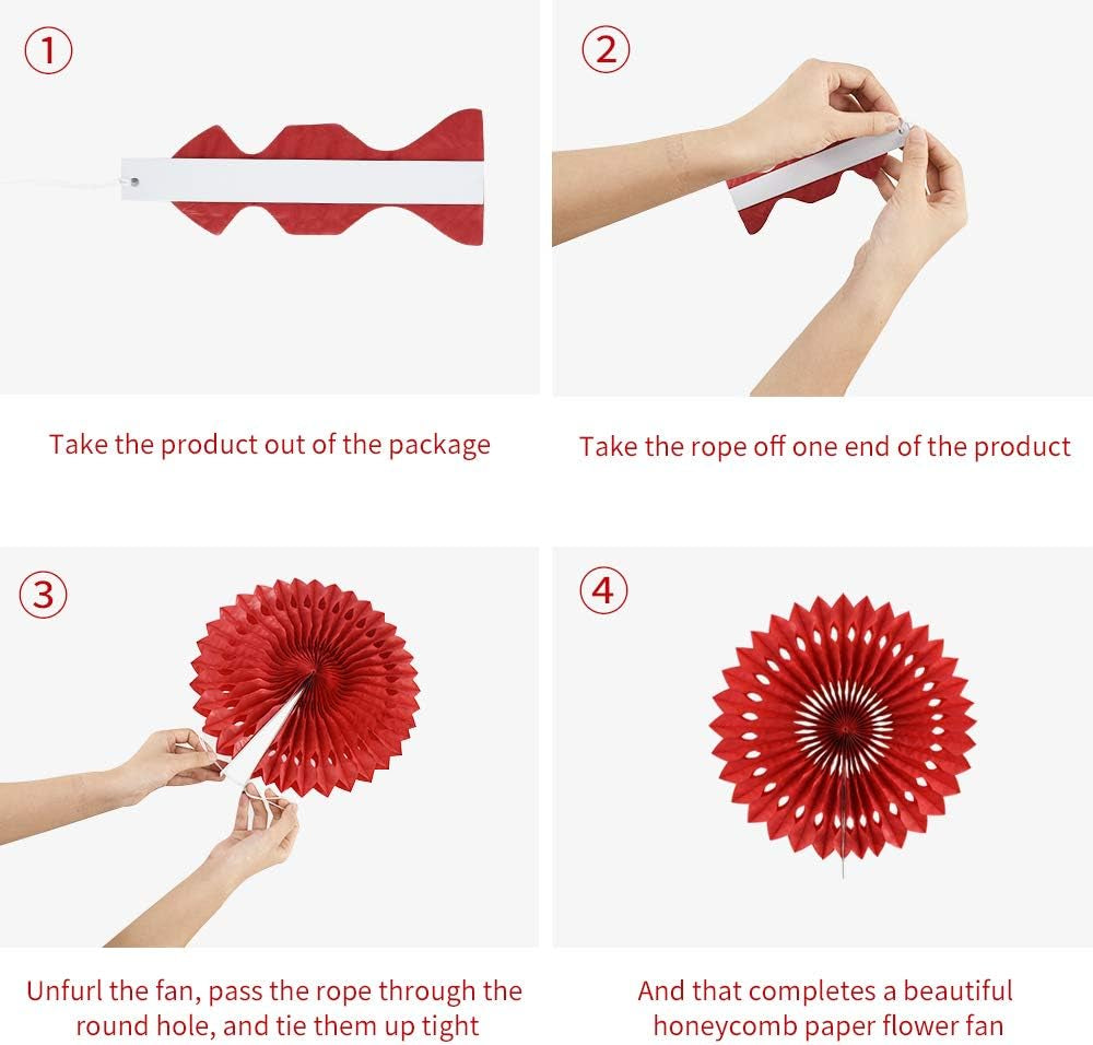 Red Pink Rose Red Hanging Tissue Honeycomb round Paper Fans Decor Kit for Birthday Girl Kid Shower Bachelorette Wedding Christmas Backdrops Anniversary Party Supplies（11 Packs）