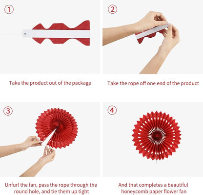 Red Pink Rose Red Hanging Tissue Honeycomb round Paper Fans Decor Kit for Birthday Girl Kid Shower Bachelorette Wedding Christmas Backdrops Anniversary Party Supplies（11 Packs）