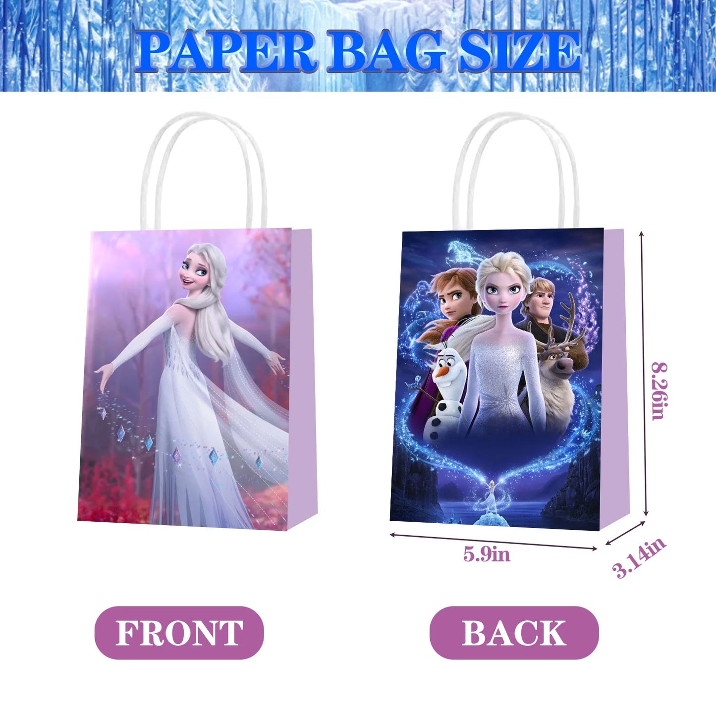 16Pcs Princess Party Favors Bags Birthday Party Supplies Animation Goodie Paper Bags Candy Bags Party Gift Bags for Girls Birthdays Baby Shower School Classroom Rewards Prizes