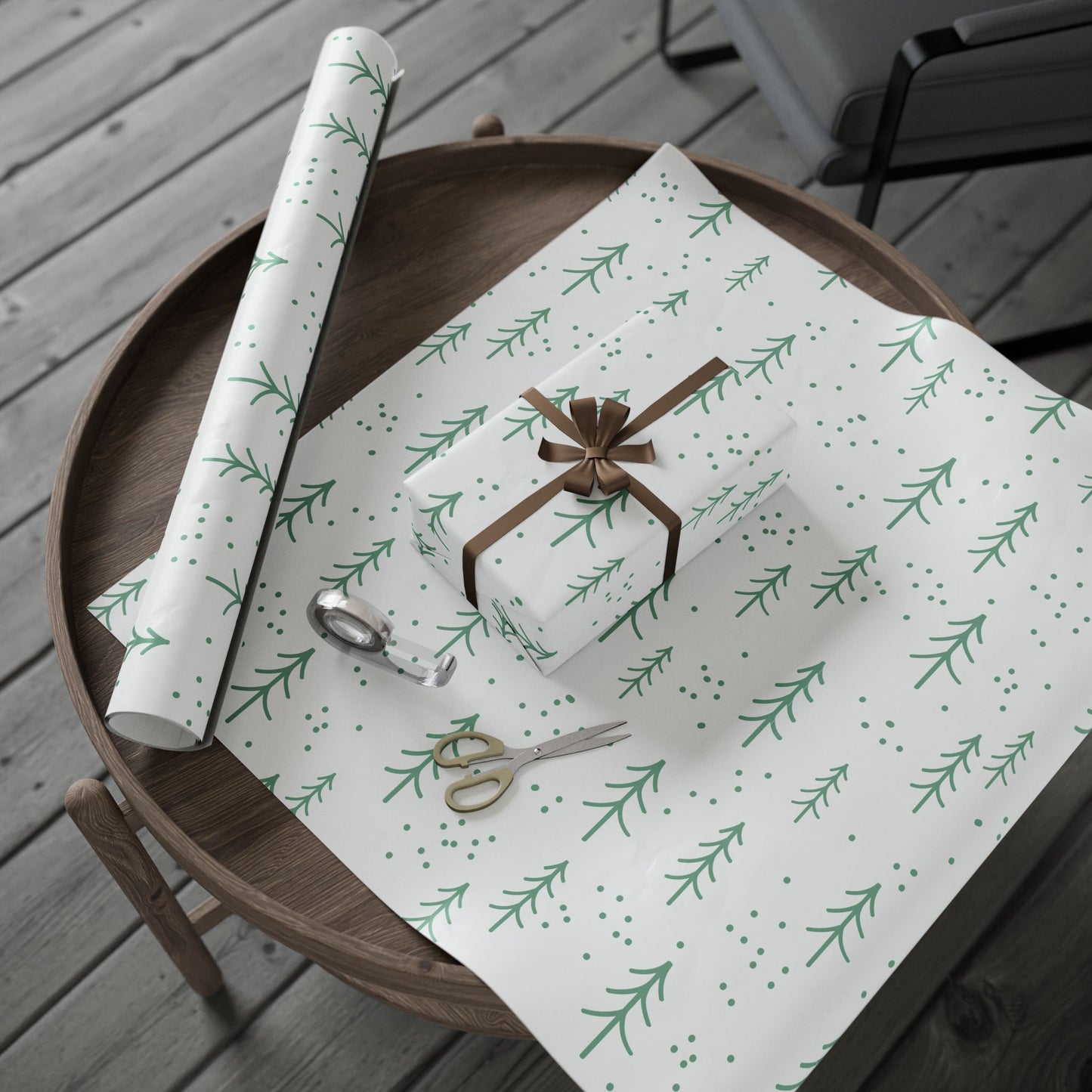 Mint Christmas Tree Wrapping Paper Roll – Minimal Floral Gift Wrap