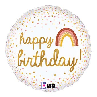 Happy Birthday Boho Rainbow Foil Balloon 18"