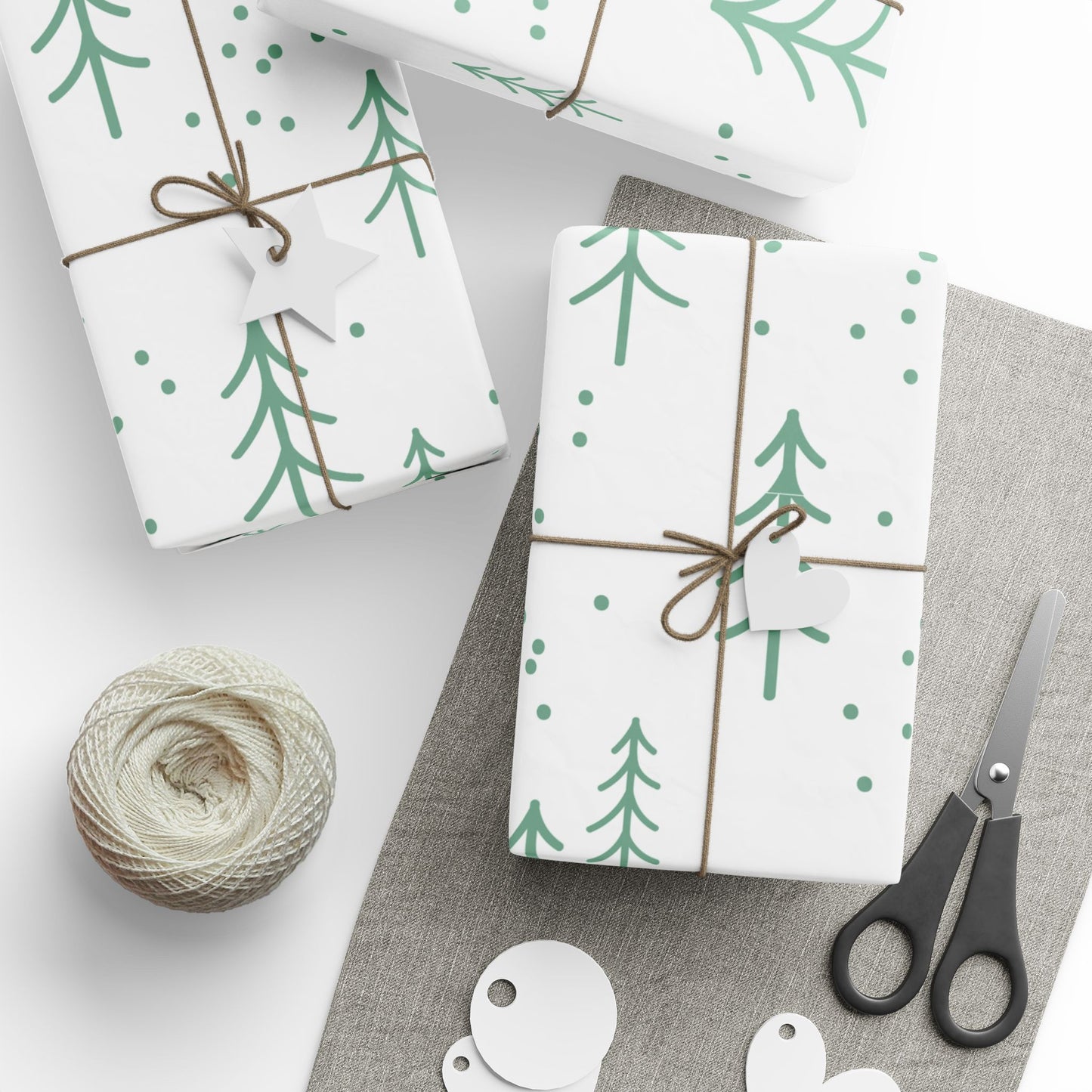 Mint Christmas Tree Wrapping Paper Roll – Minimal Floral Gift Wrap