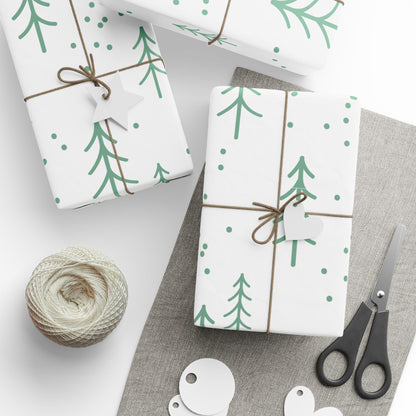 Mint Christmas Tree Wrapping Paper Roll – Minimal Floral Gift Wrap