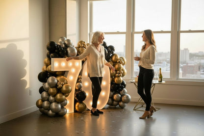 Deluxe Balloon Garland & Double Marquee Number Package – Perfect for Milestone Birthdays & Events