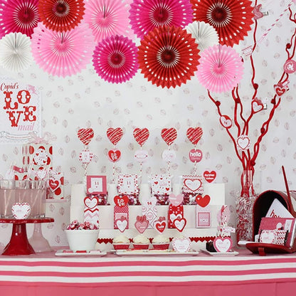 Red Pink Rose Red Hanging Tissue Honeycomb round Paper Fans Decor Kit for Birthday Girl Kid Shower Bachelorette Wedding Christmas Backdrops Anniversary Party Supplies（11 Packs）