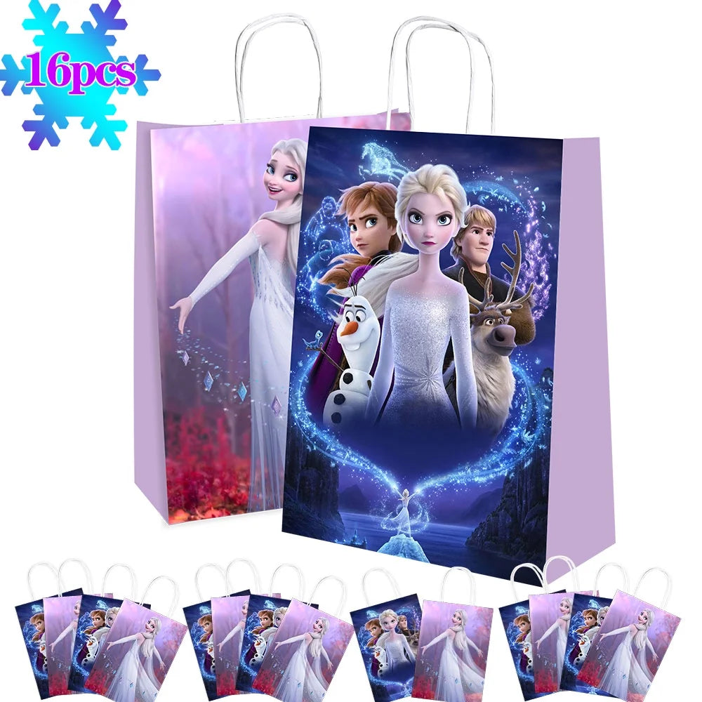 16Pcs Princess Party Favors Bags Birthday Party Supplies Animation Goodie Paper Bags Candy Bags Party Gift Bags for Girls Birthdays Baby Shower School Classroom Rewards Prizes