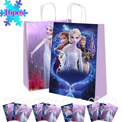 16Pcs Princess Party Favors Bags Birthday Party Supplies Animation Goodie Paper Bags Candy Bags Party Gift Bags for Girls Birthdays Baby Shower School Classroom Rewards Prizes