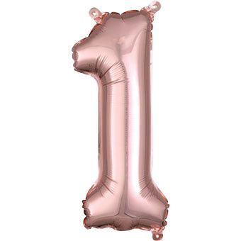 Number 1 Rose Gold Foil Balloon Mini