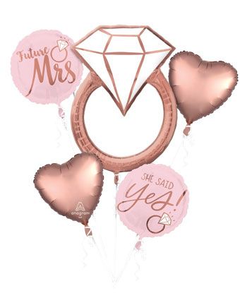 Blush & White Balloon Bouquet | 5pc Bridal Shower Balloons | Wedding, Engagement, Bachelorette Party Decor