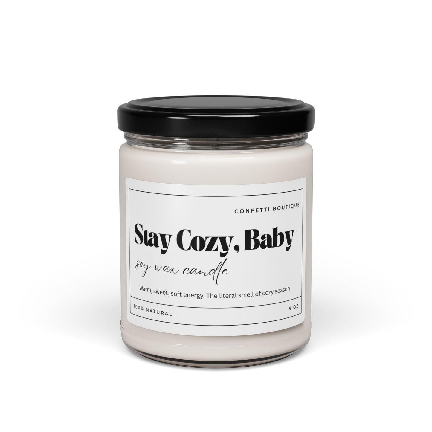 Stay Cozy Baby soy candle, 9oz jar | cozy scent