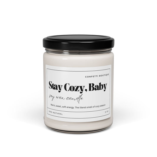 Stay Cozy Baby soy candle, 9oz jar | cozy scent