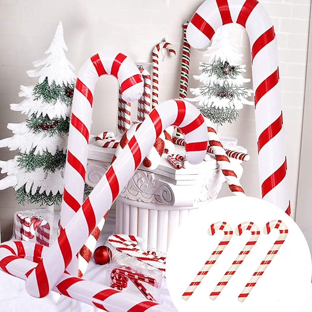 6 Pieces Inflatable Christmas Candy Cane Candy Canes Stick Balloons Outdoor Candy Canes Decoration for Christmas Decoration Crafts Supplies