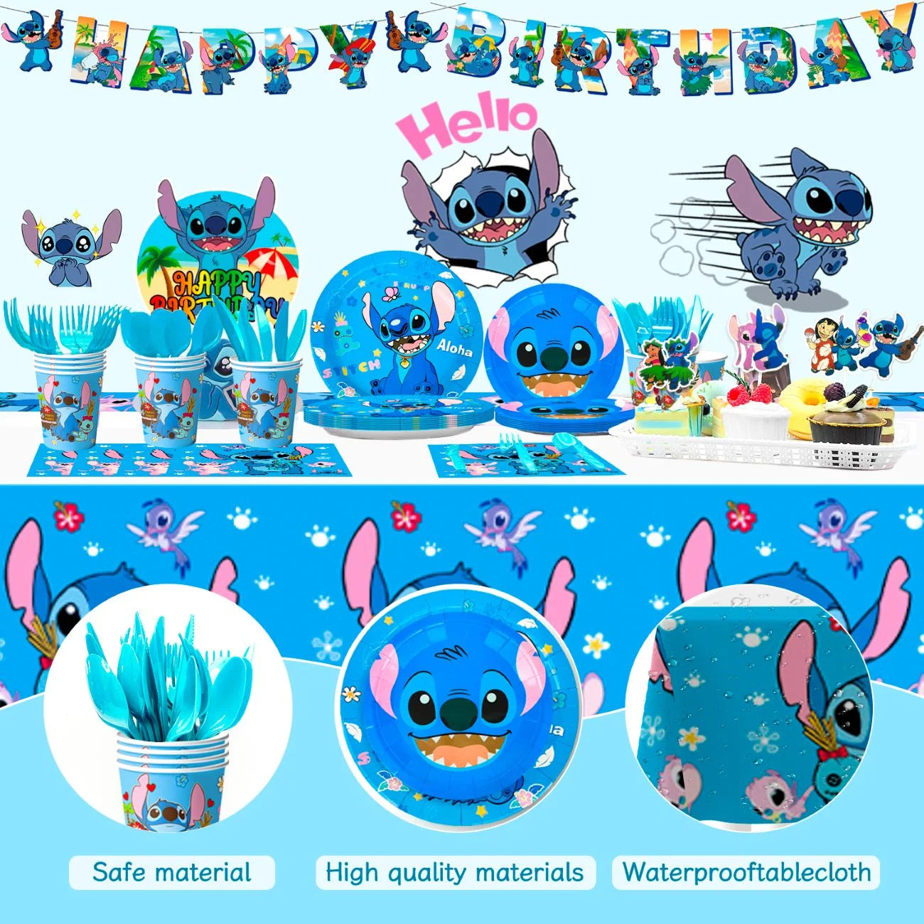 Cartoon Party Supplies,Cartoon Birthday Decorations&Cartoon and Angel Birthday Tableware Set - Cartoon Birthday Party Balloons Banner&Cartoon Party Plates Napkins Etc Cartoon Birthday Party Supplies