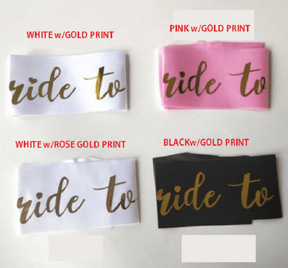 Bride to Be Sash Party Favor Bachelorette Party Sash Bride Ribbon - WHITE with ROSE GOLD PRINT