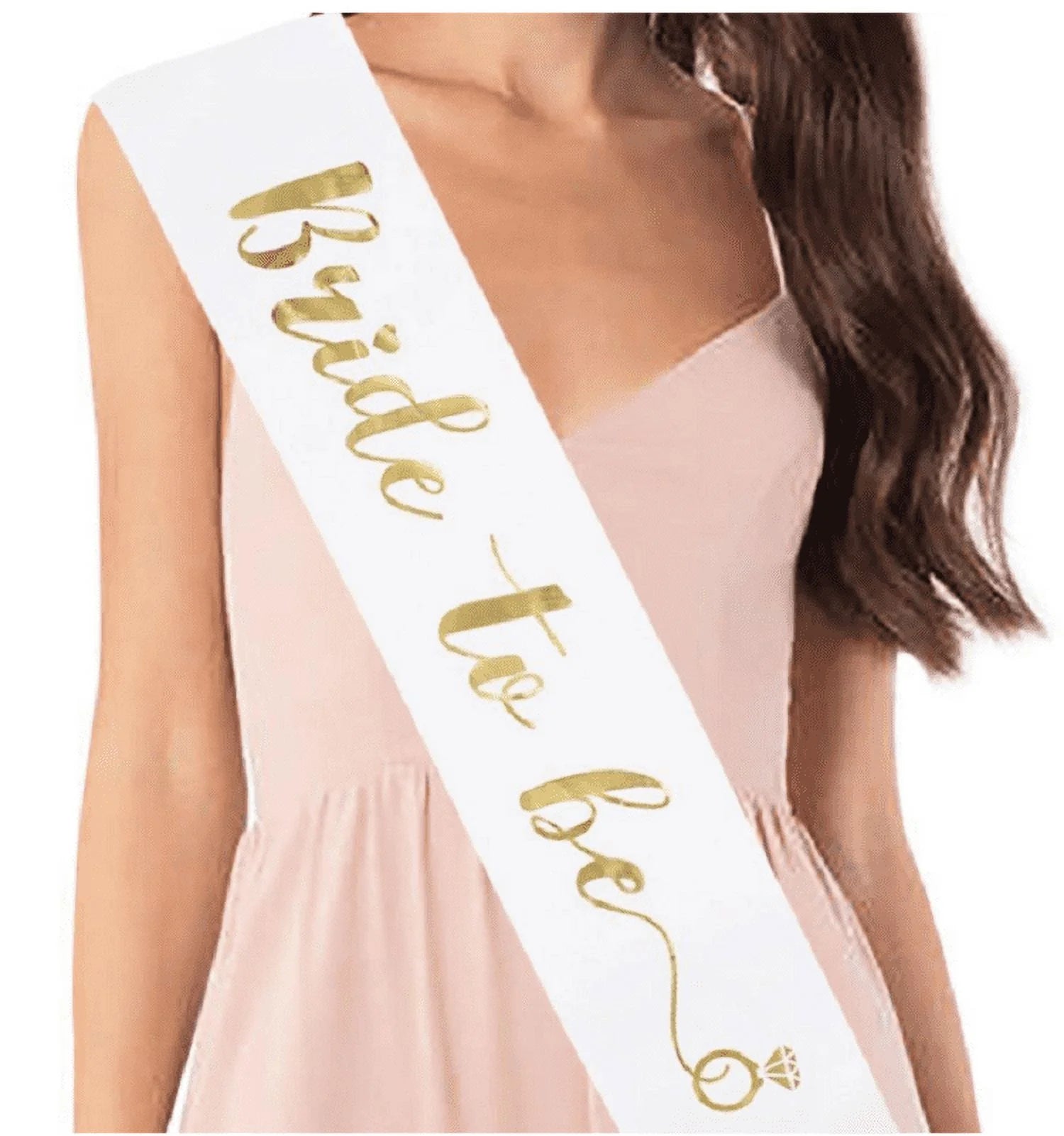 Bride to Be Sash Party Favor Bachelorette Party Sash Bride Ribbon - WHITE with ROSE GOLD PRINT
