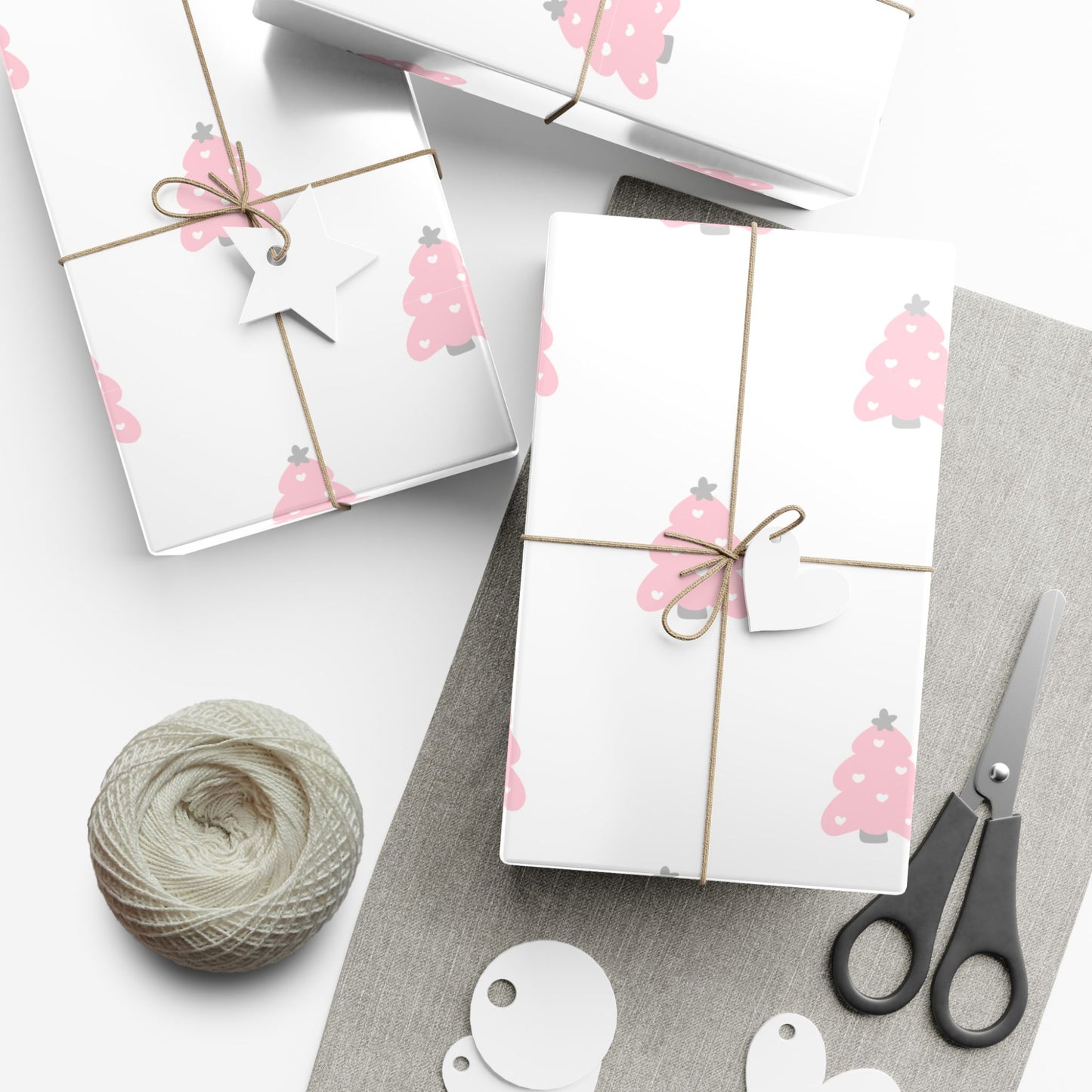 Pink Christmas Tree Gift Wrap Paper — Festive Holiday Wrapping Sheets