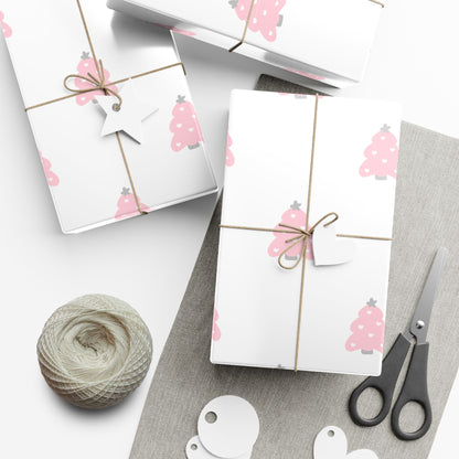Pink Christmas Tree Gift Wrap Paper — Festive Holiday Wrapping Sheets