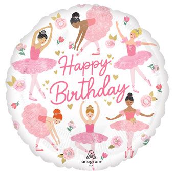 HBD Ballerina Girl Foil Balloon 18"