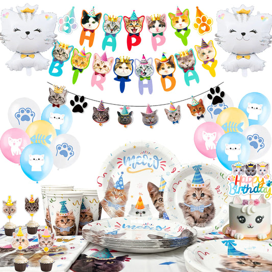 Cat Birthday Party Supplies,93pcs Birthday Decorations