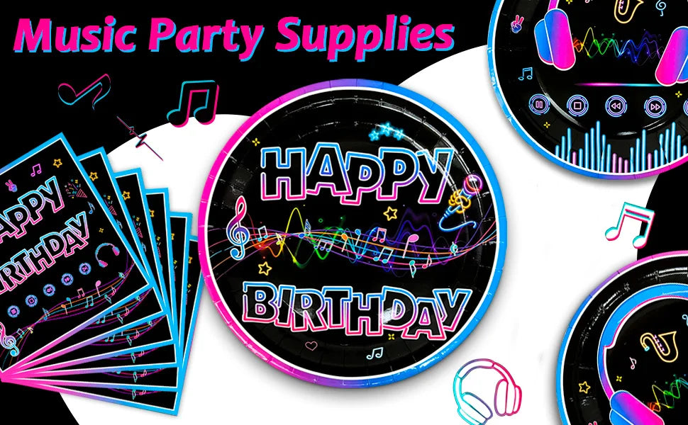 Tik Tok Party Supplies,93pcs Birthday Party Decorations&Tik Tok Tableware Set- Plates Cups and Napkins Tablecloth Balloons etc