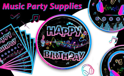 Tik Tok Party Supplies,93pcs Birthday Party Decorations&Tik Tok Tableware Set- Plates Cups and Napkins Tablecloth Balloons etc