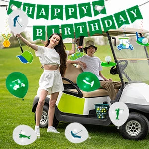 Golf Party Decoration,159PCS Sports Tableware Golf Plates and Napkins  Party Supplies Include Happy Birthday Banner Tablecloth
