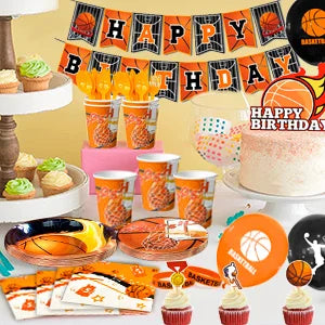 Basketball Birthday Decorations,98pcs Basketball Party Supplies and Decorations Set -Balloons Banner Tablecloth Plates ect
