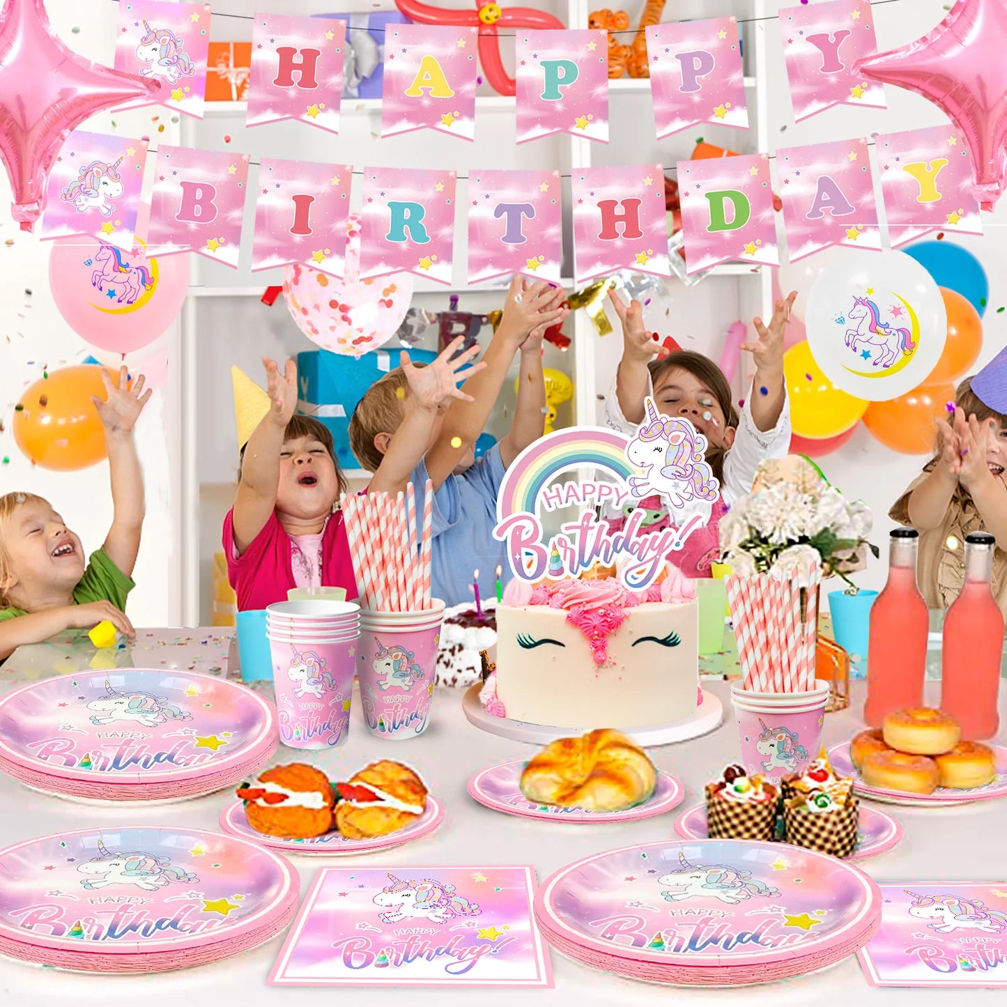 Unicorn Birthday Party Supplies,116pcs