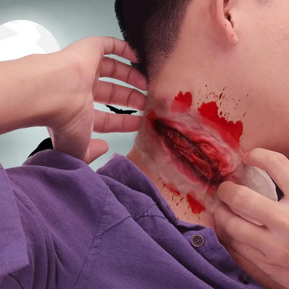 Halloween Wound Tatoos Temporary Tattoo Sticker Bloody Makeup Accessories Horror Simulated Throat Incision Scar Party Supplies