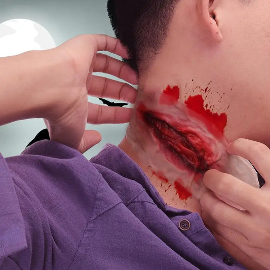 Halloween Wound Tatoos Temporary Tattoo Sticker Bloody Makeup Accessories Horror Simulated Throat Incision Scar Party Supplies
