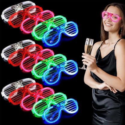 12/25 PCS LED Light Up Glasses Bulk 5 Colors Glow Glasses Glow in The Dark Party Supplies Neon Party Favors for Wedding Birthday