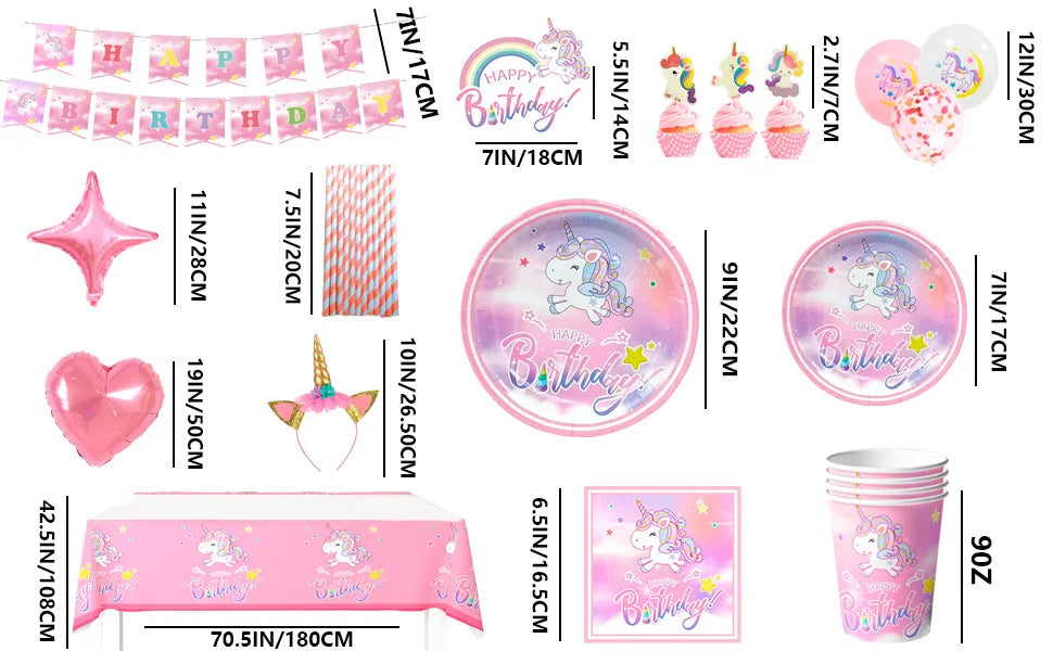 Unicorn Birthday Party Supplies,116pcs