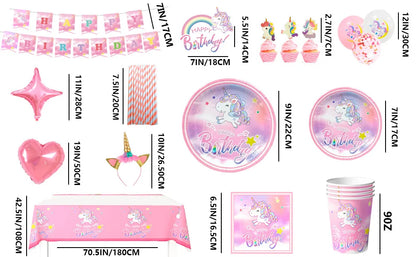Unicorn Birthday Party Supplies,116pcs