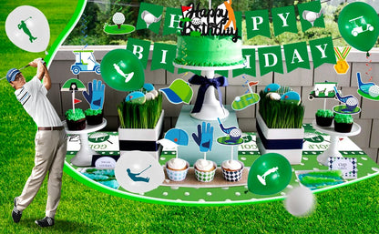 Golf Party Decoration,159PCS Sports Tableware Golf Plates and Napkins  Party Supplies Include Happy Birthday Banner Tablecloth