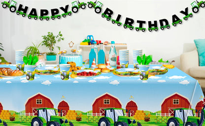Tractor Birthday Party Supplies,66 pcs Decorations Tableware Pack-Tractor Plates and Napkins Cups Tablecloth&Banner etc