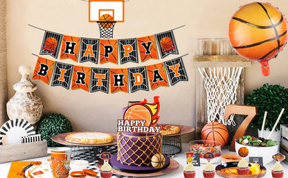 Basketball Birthday Decorations,98pcs Basketball Party Supplies and Decorations Set -Balloons Banner Tablecloth Plates ect
