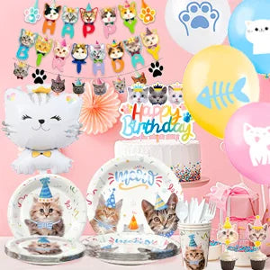 Cat Birthday Party Supplies,93pcs Birthday Decorations
