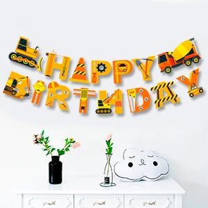 66pcs Construction Party Supplies Tableware Set-Construction Birthday Party Plates Cups Napkins Tablecloth Banner etc