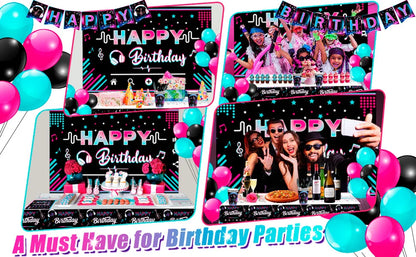 Tik Tok Party Supplies,93pcs Birthday Party Decorations&Tik Tok Tableware Set- Plates Cups and Napkins Tablecloth Balloons etc