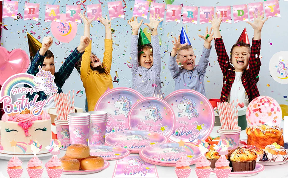 Unicorn Birthday Party Supplies,116pcs